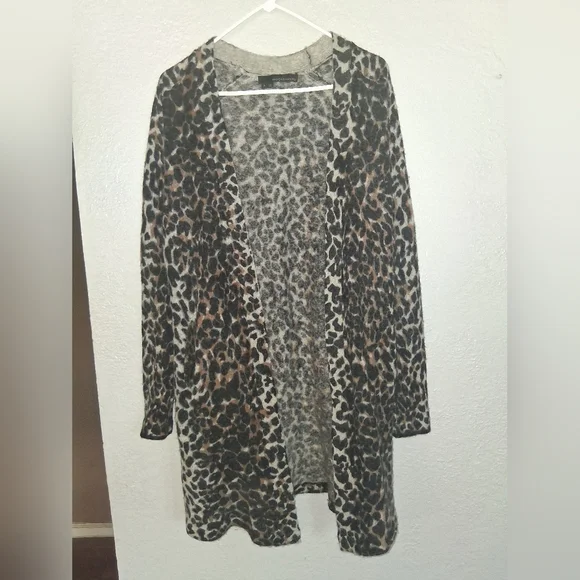 360Cashmere Leopard Print Long Line Cardigan S - Picture 2 of 7